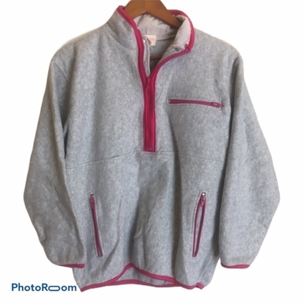 Gray and Hot Pink Fleece Pull Over